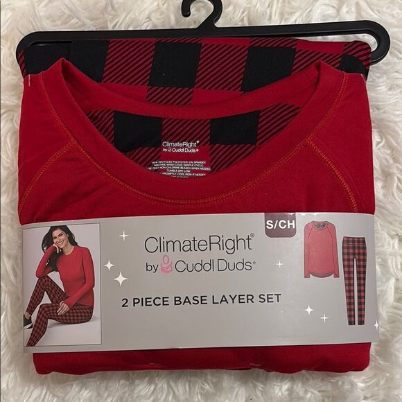 Cuddl Duds ClimateRite Red Buffalo Plaid Pajama Set - Picture 3 of 5